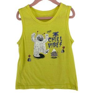 Organic Mom Kid's Unisex Size 5/6 Years Yellow/Multi-Colored Graphic Tank Top